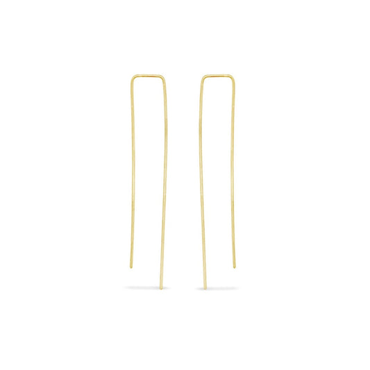 14k gold curved rectangular bar hoops