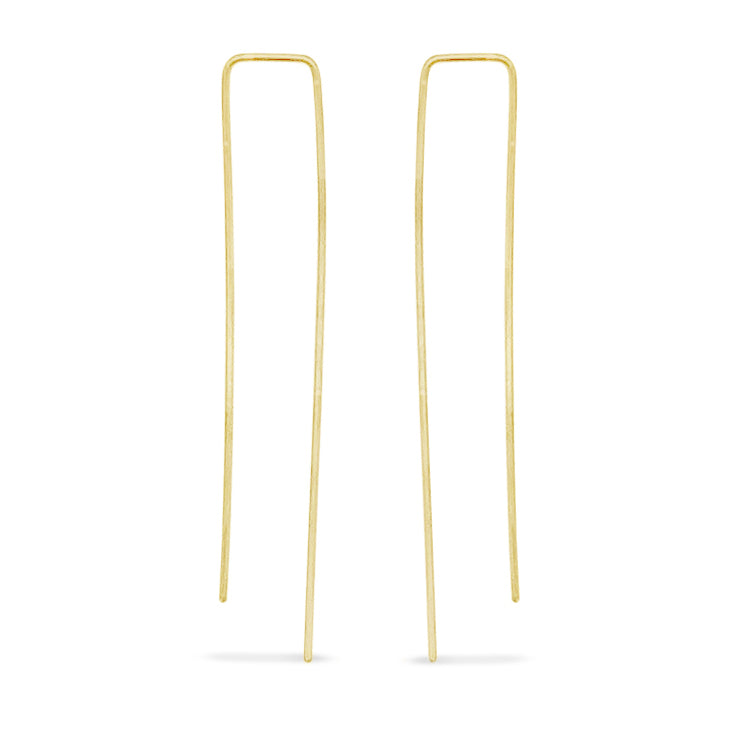14k gold curved rectangular bar hoops