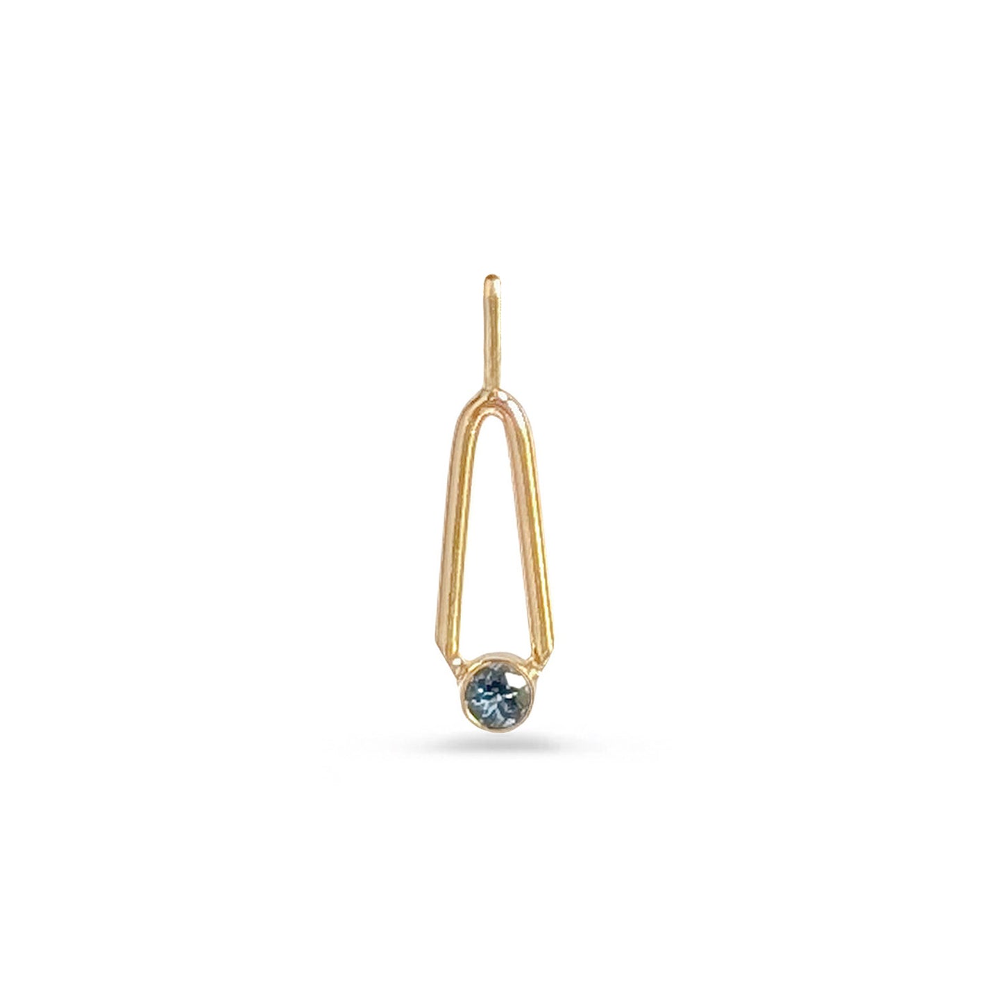14K Gold Sapphire teardrop Charm Pendant