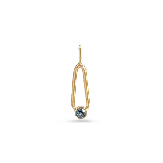 14K Gold Sapphire teardrop Charm Pendant