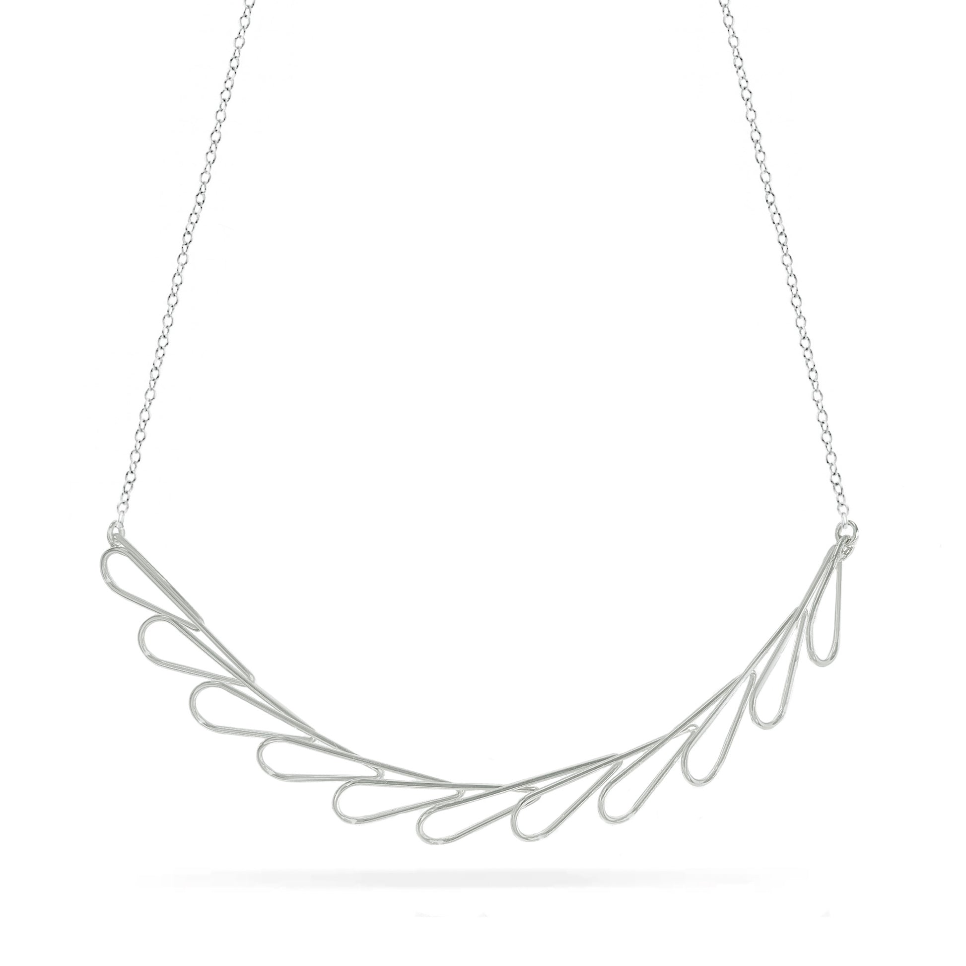 Floral-inspired collar statement necklace in sterling silver