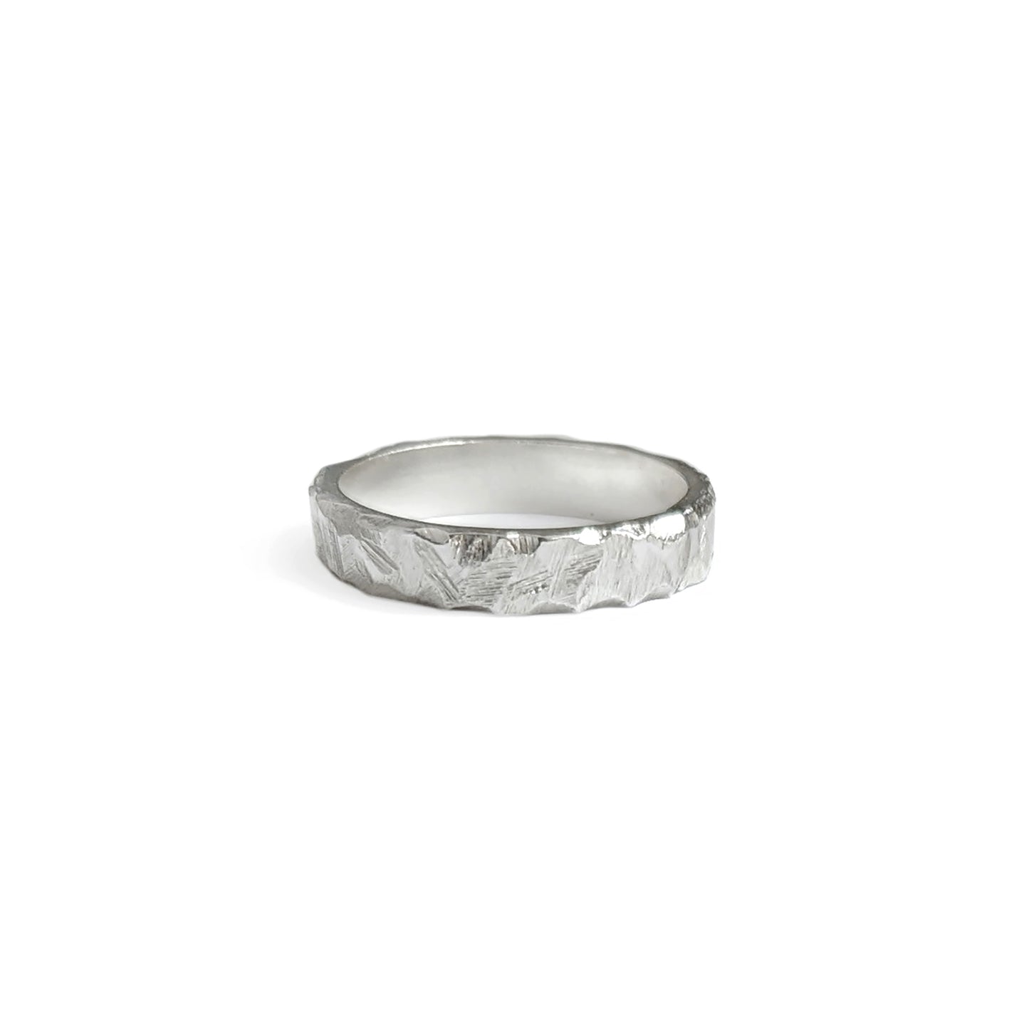 textured silver ring band
