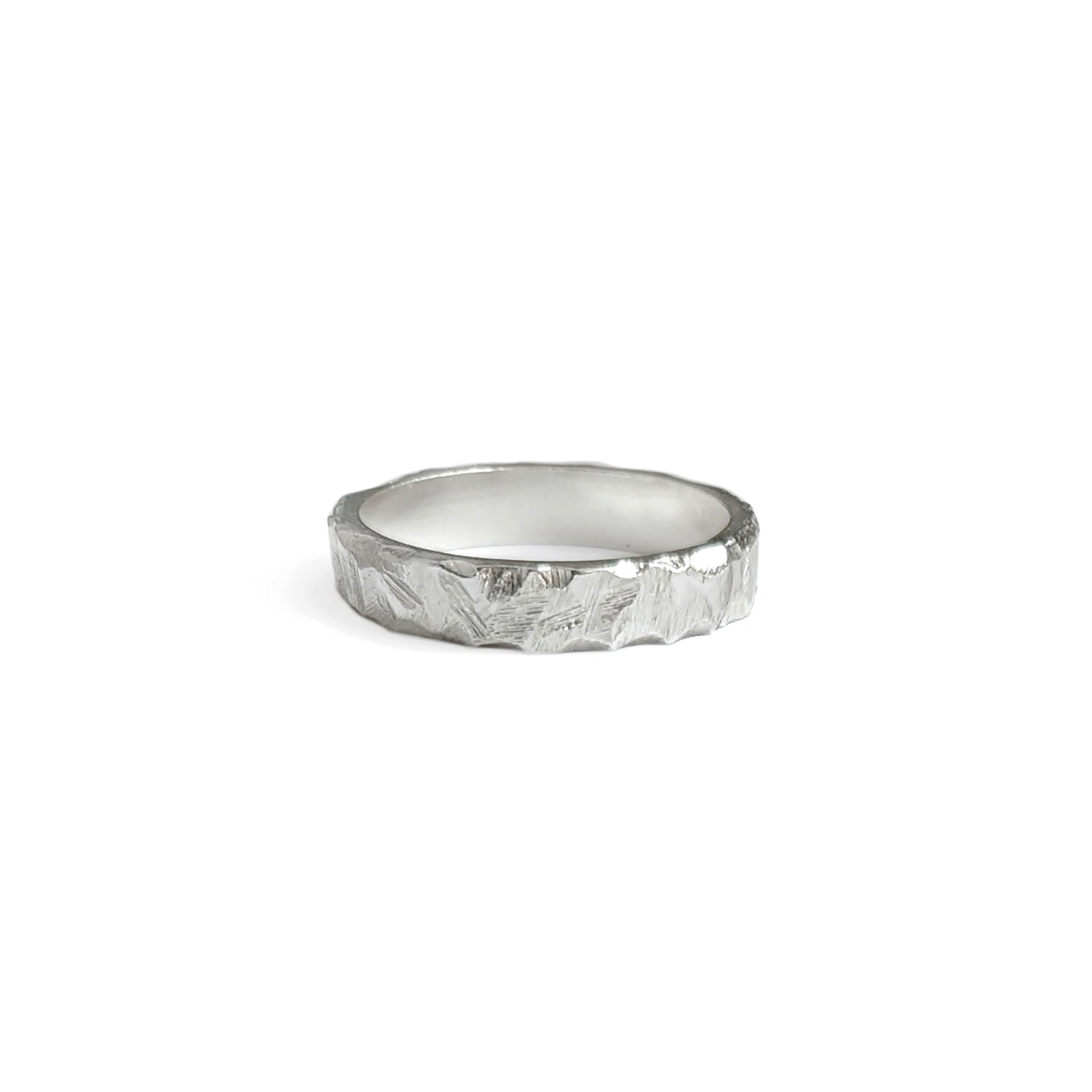 textured silver ring band