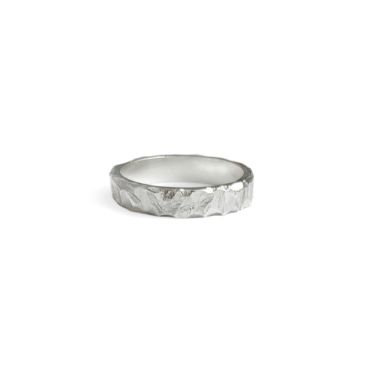 textured silver ring band