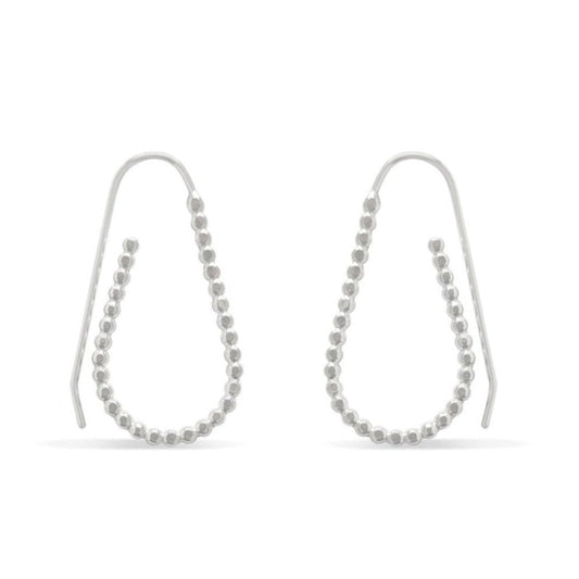 Silver beaded teardrop hoop earrings