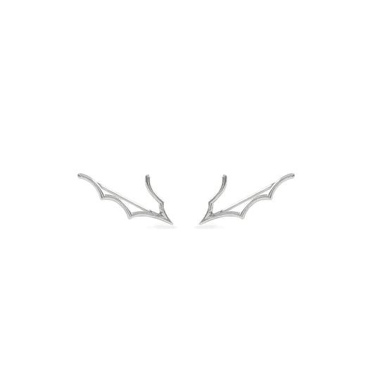 silver spiderweb-inspired ear climbers