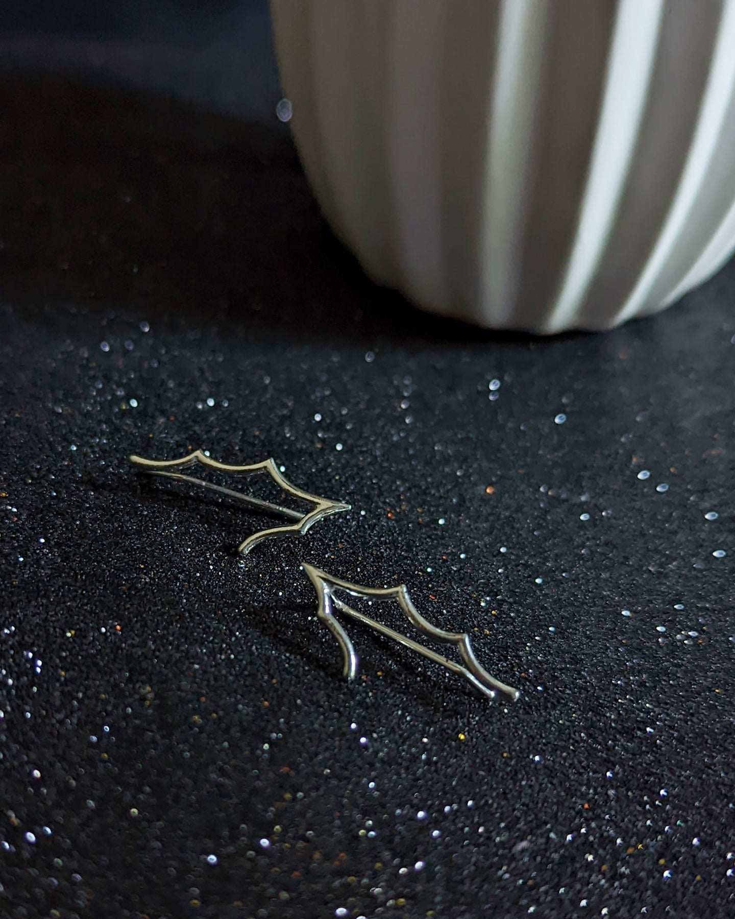 silver web ear crawler earrings