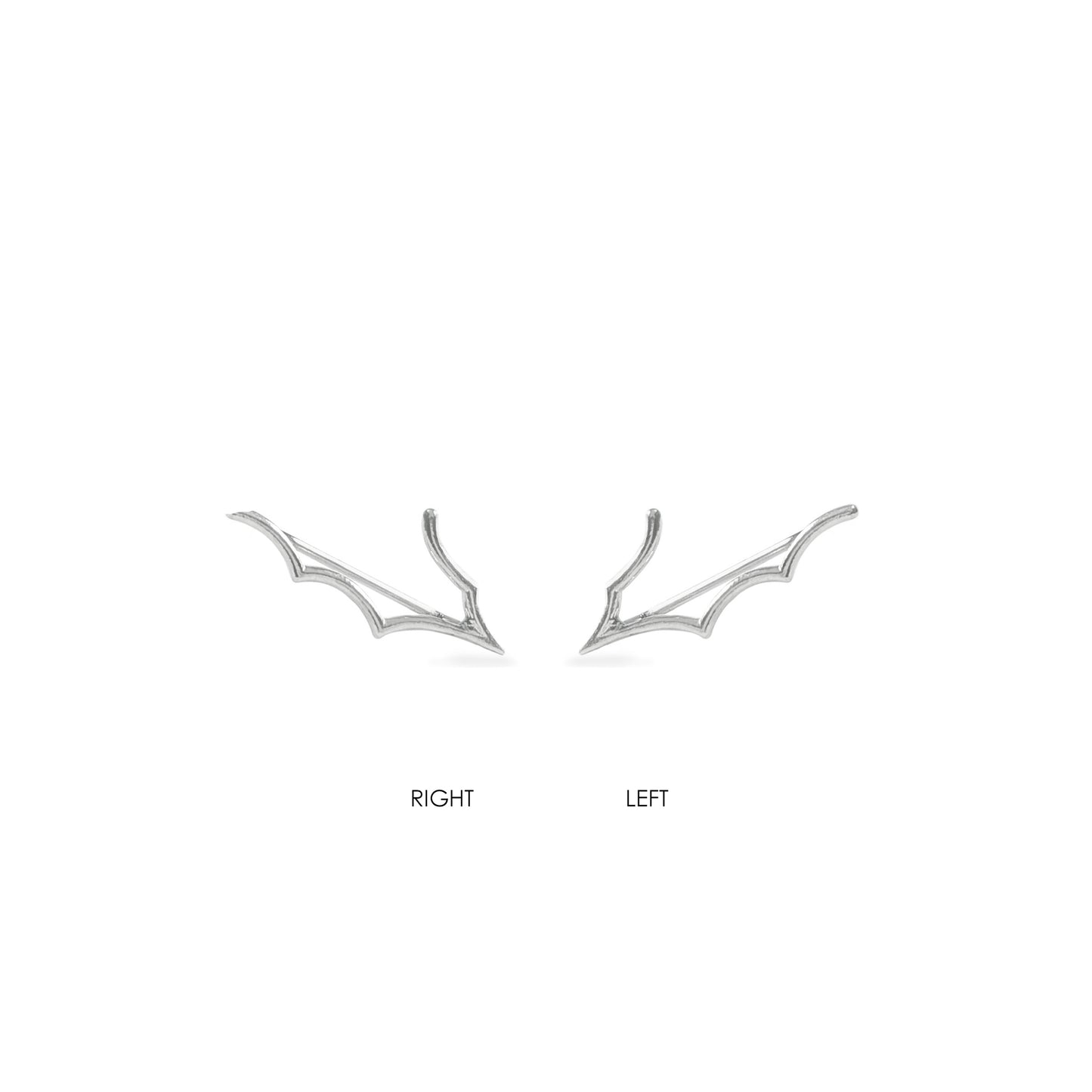 right and left silver web ear climbers