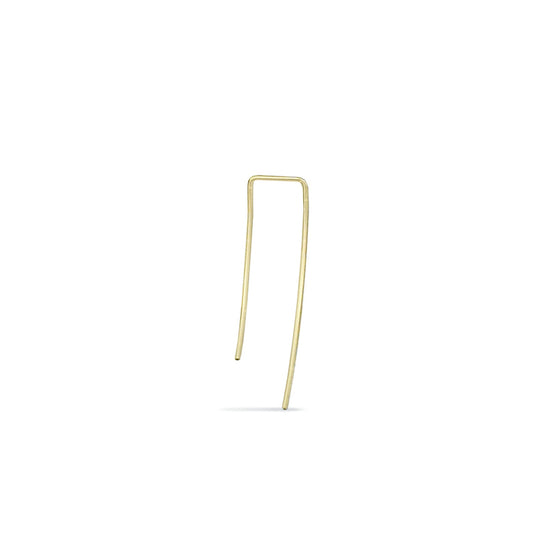 Single 14k gold micro curved bar threader hoops