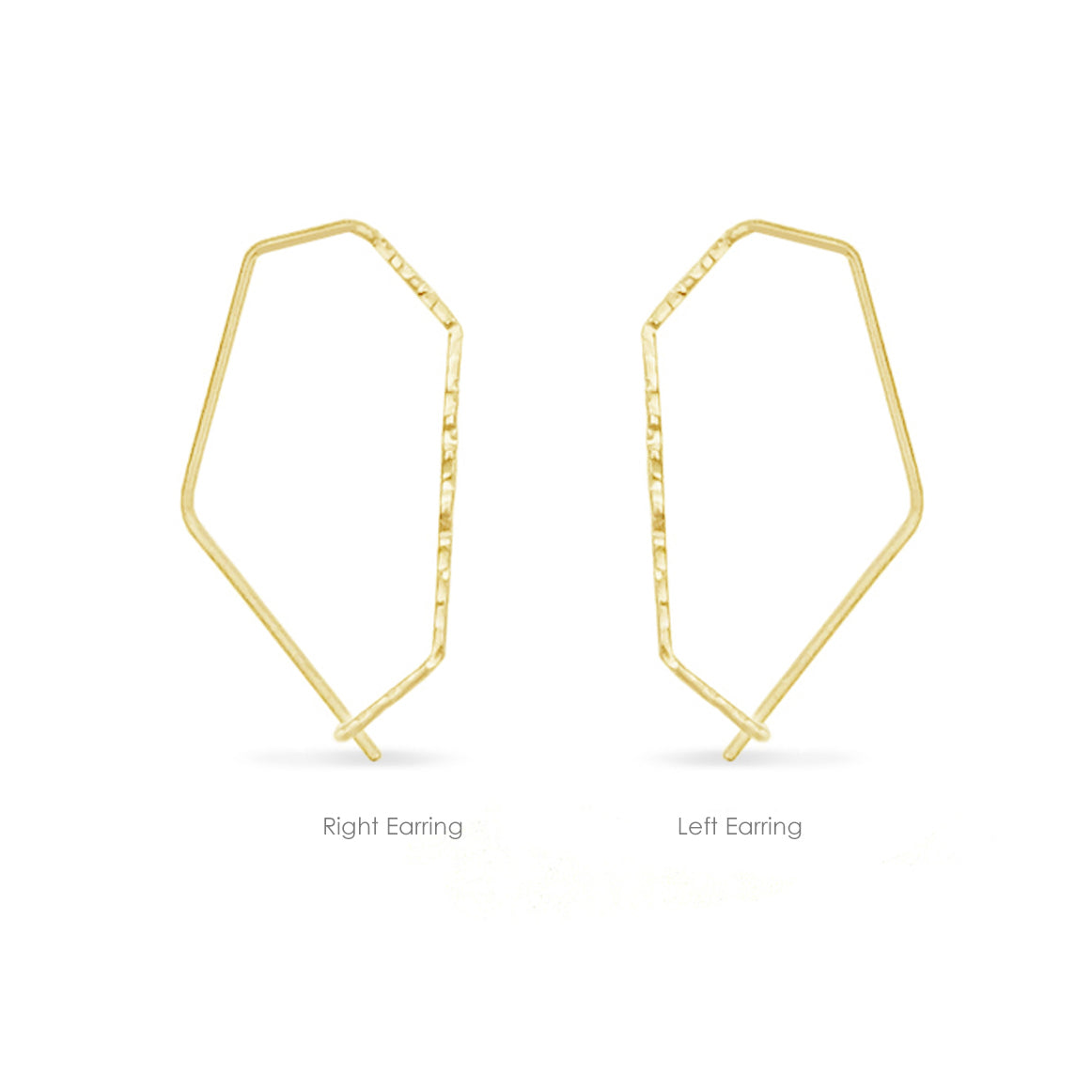 Right and left delicate gold geometric threader hoops