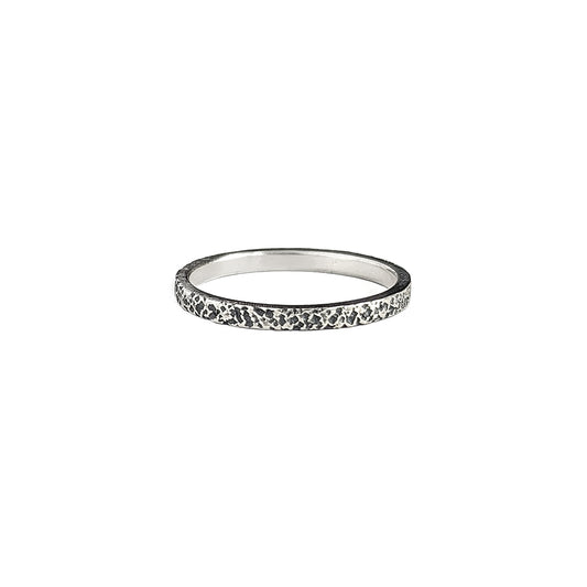 slim hammered stacking ring in silver