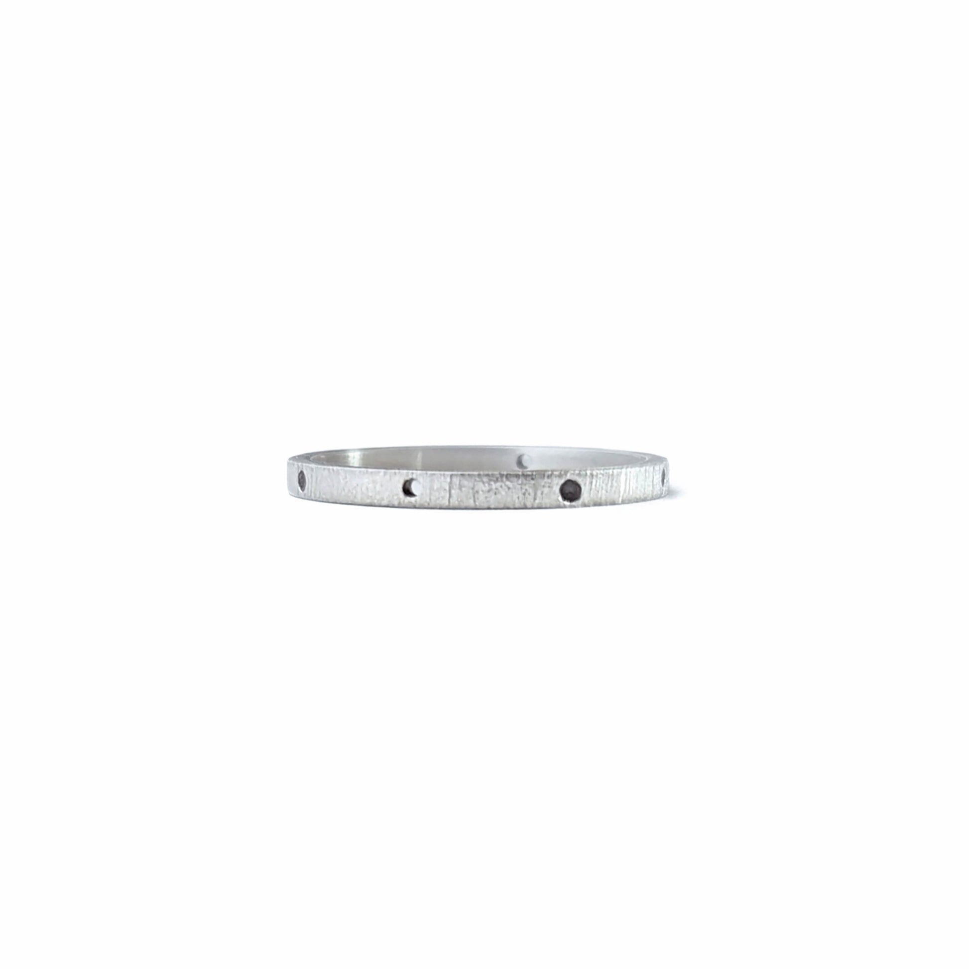 linen textured dotted silver stacking ring