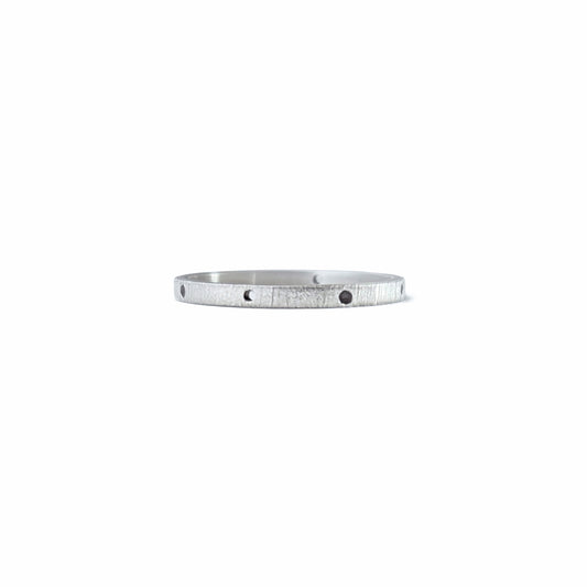 linen textured dotted silver stacking ring