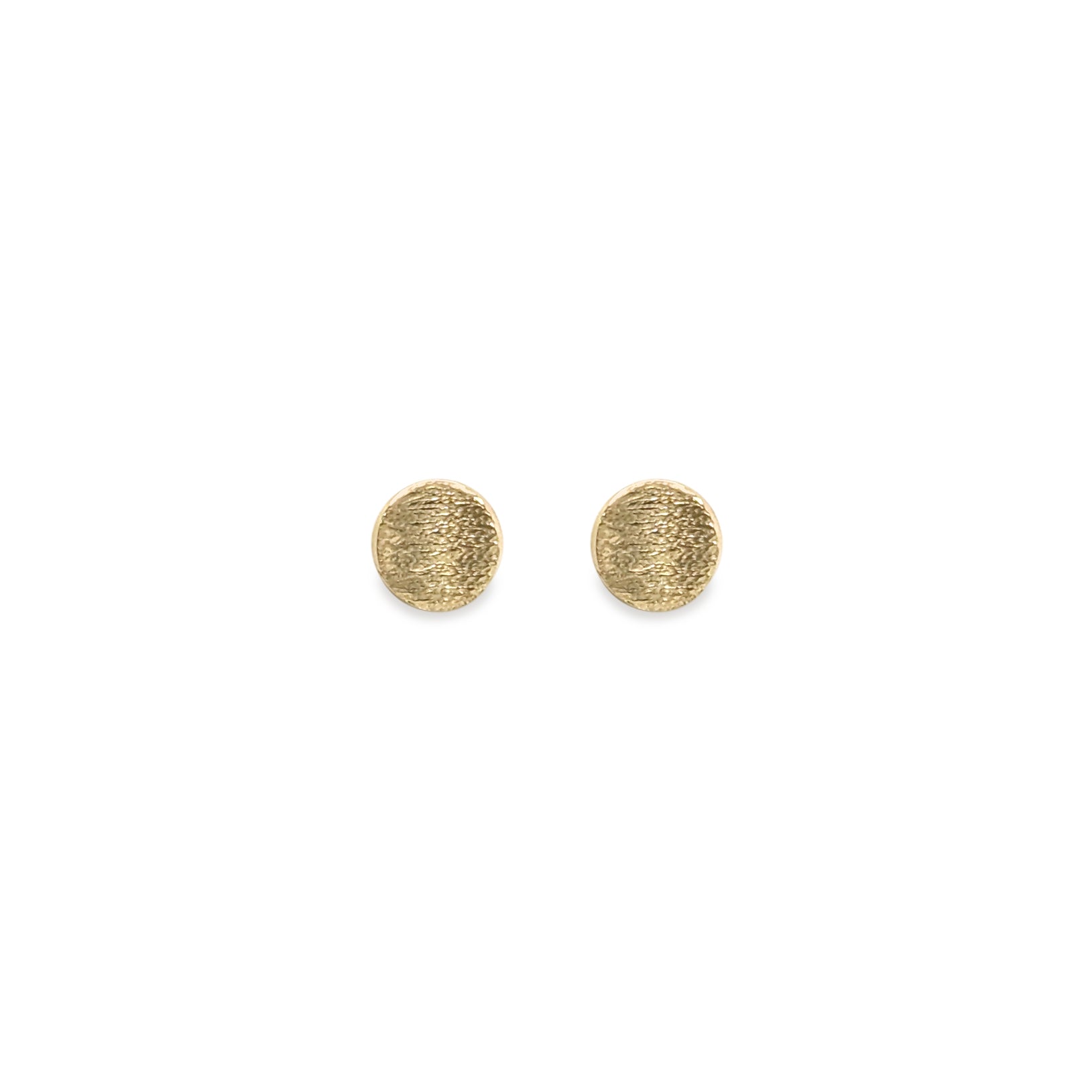 14k gold concave textured disk stud earrings