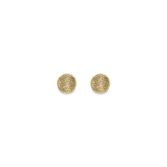 14k gold concave textured disk stud earrings