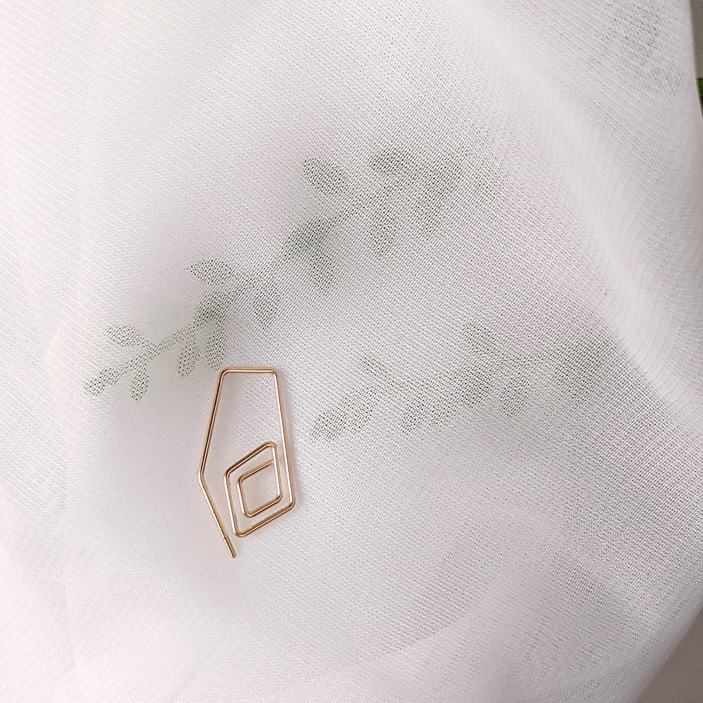 Gold delicate diamond spiral thread hoops