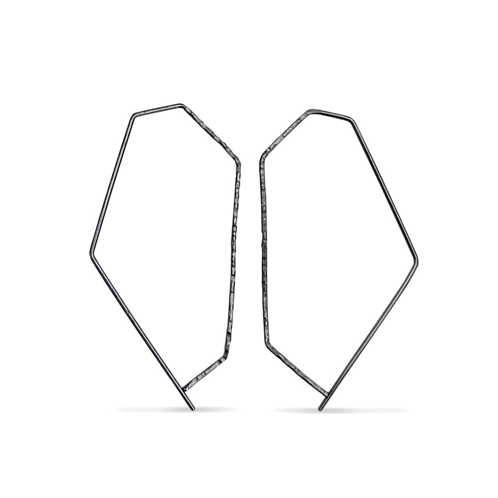 Large black geometric hoop earrings