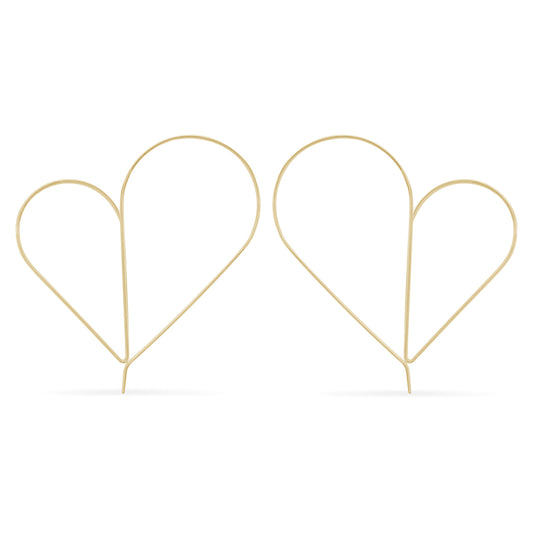 X-Tall 14K gold heart threader hoop earrings