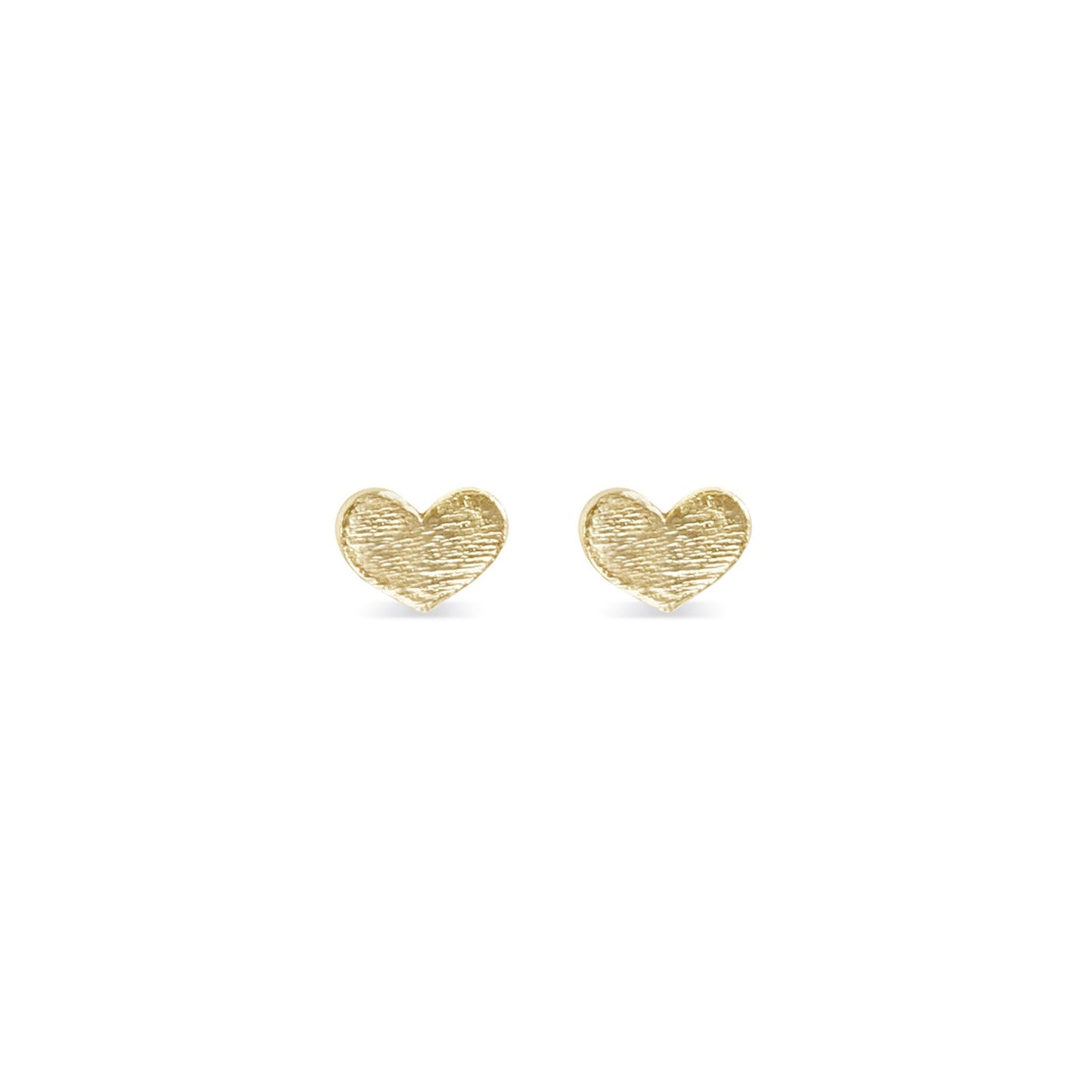 Tiny heart stud earrings in 14K gold with texture