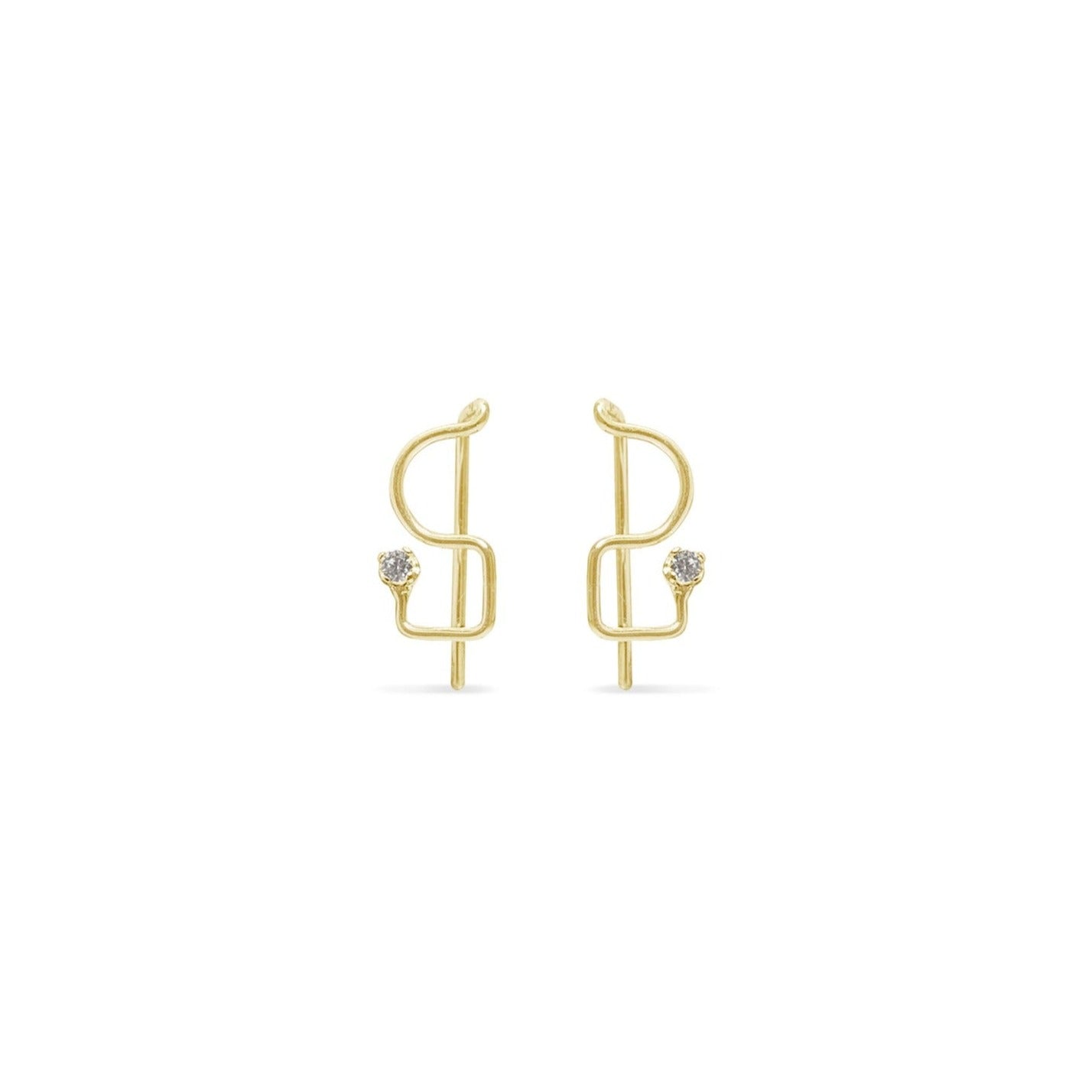 Ear climber diamond earrings in 14K gold