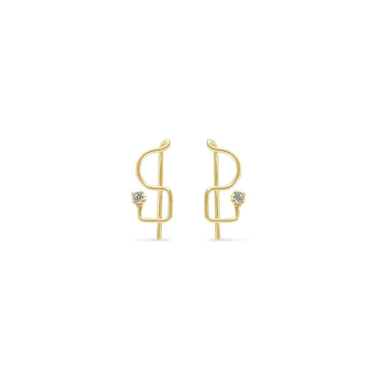 s-shaped diamond Ear climber earrings in 14K gold