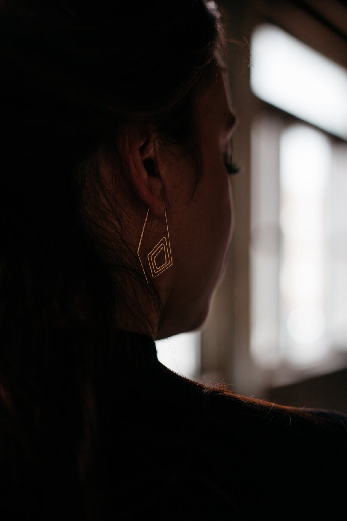 Gold diamond spiraled delicate hoop earrings