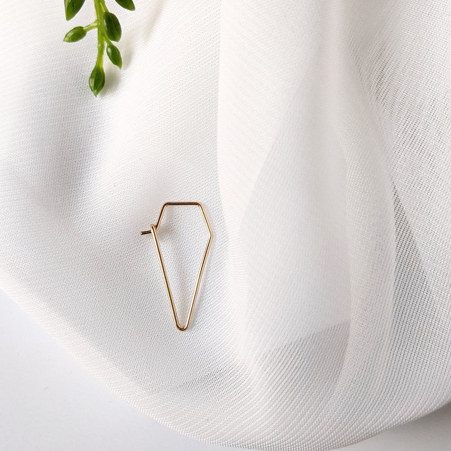 Gold delicate dagger thread hoops