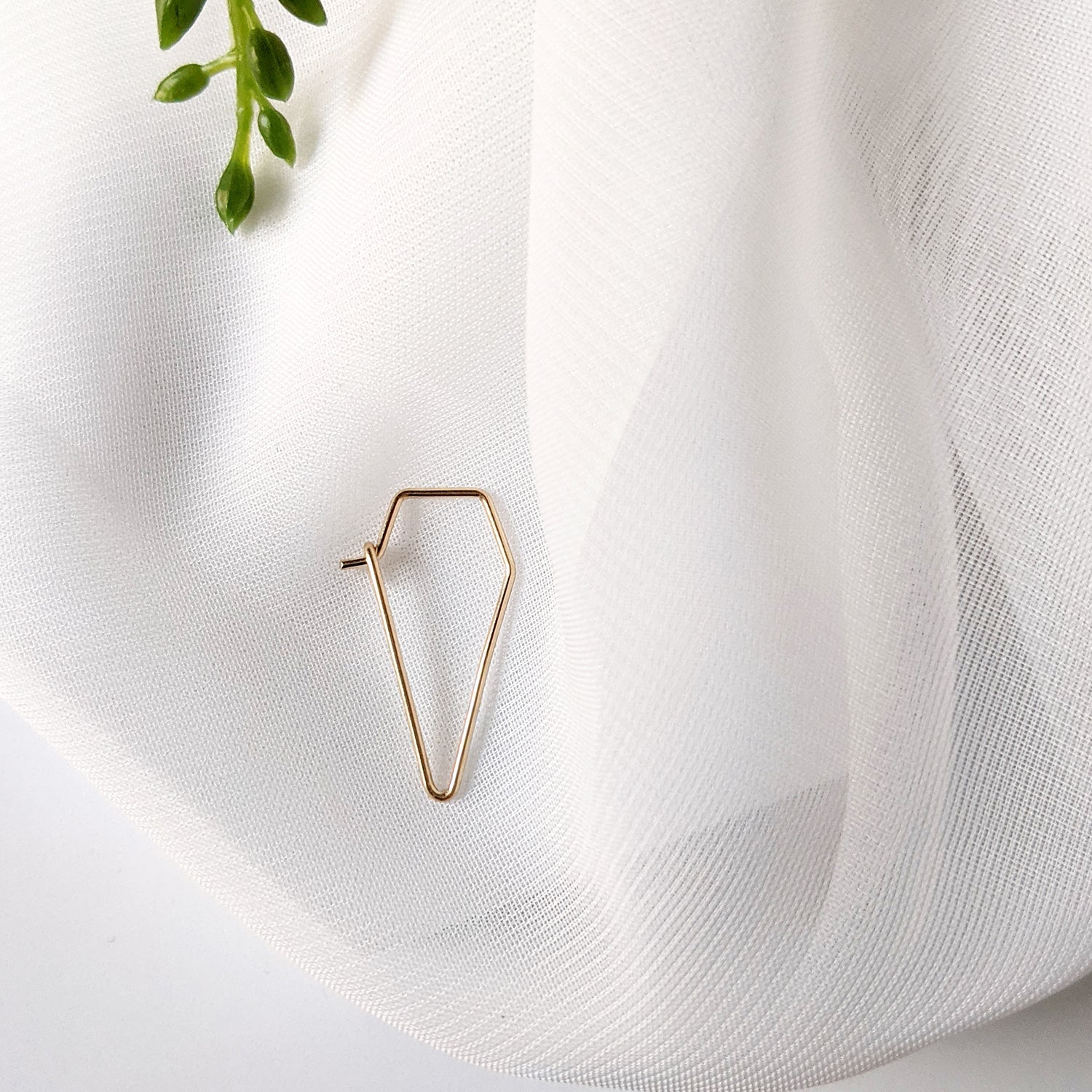 Gold delicate dagger thread hoops