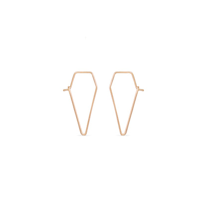 triangle rose gold delicate wire hoop earring