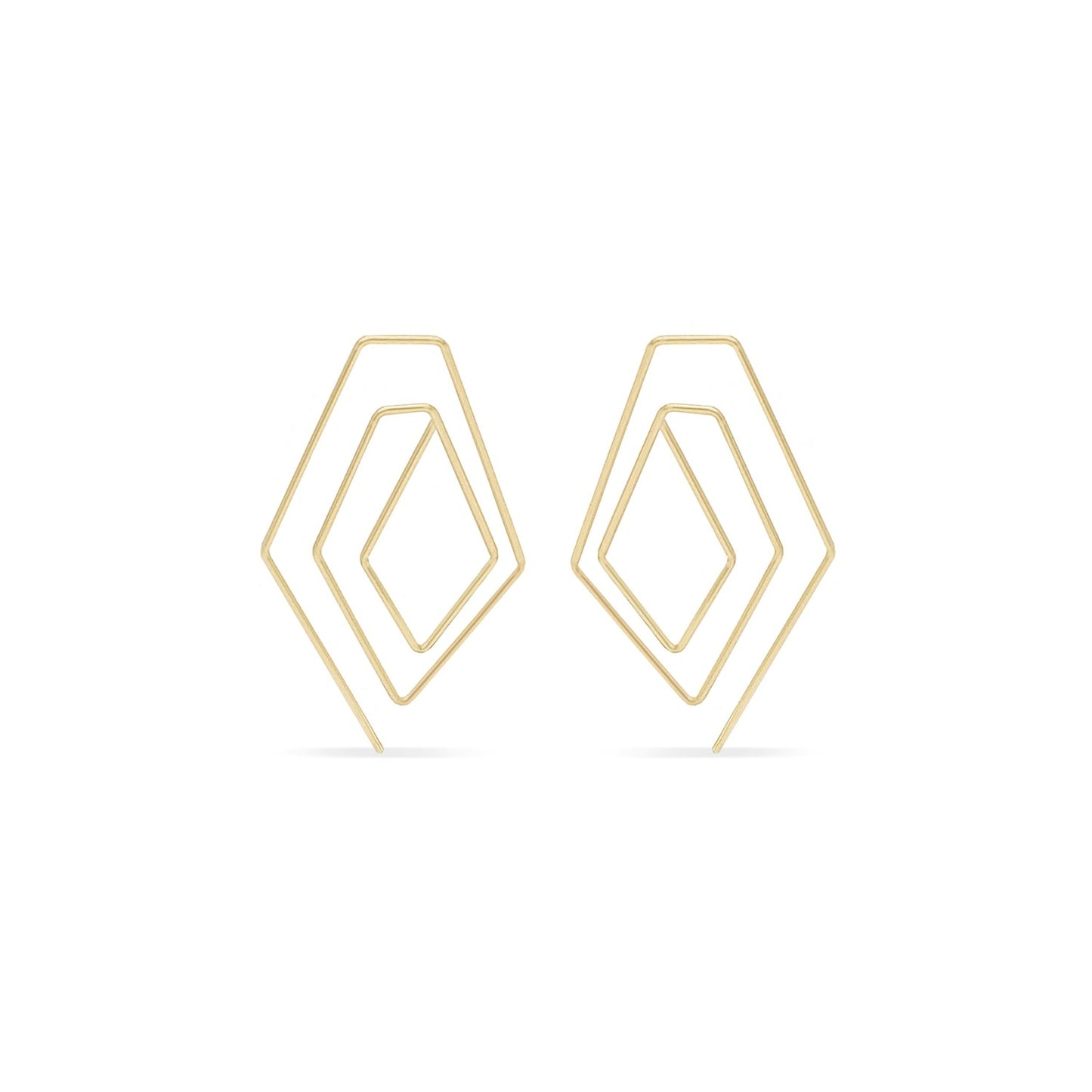 14K gold delicate pull through wire hoop earrings