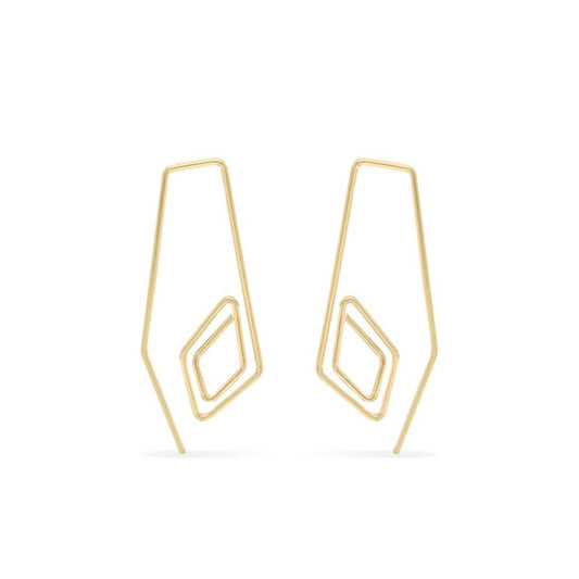 Diamond spiral threader hoops in gold