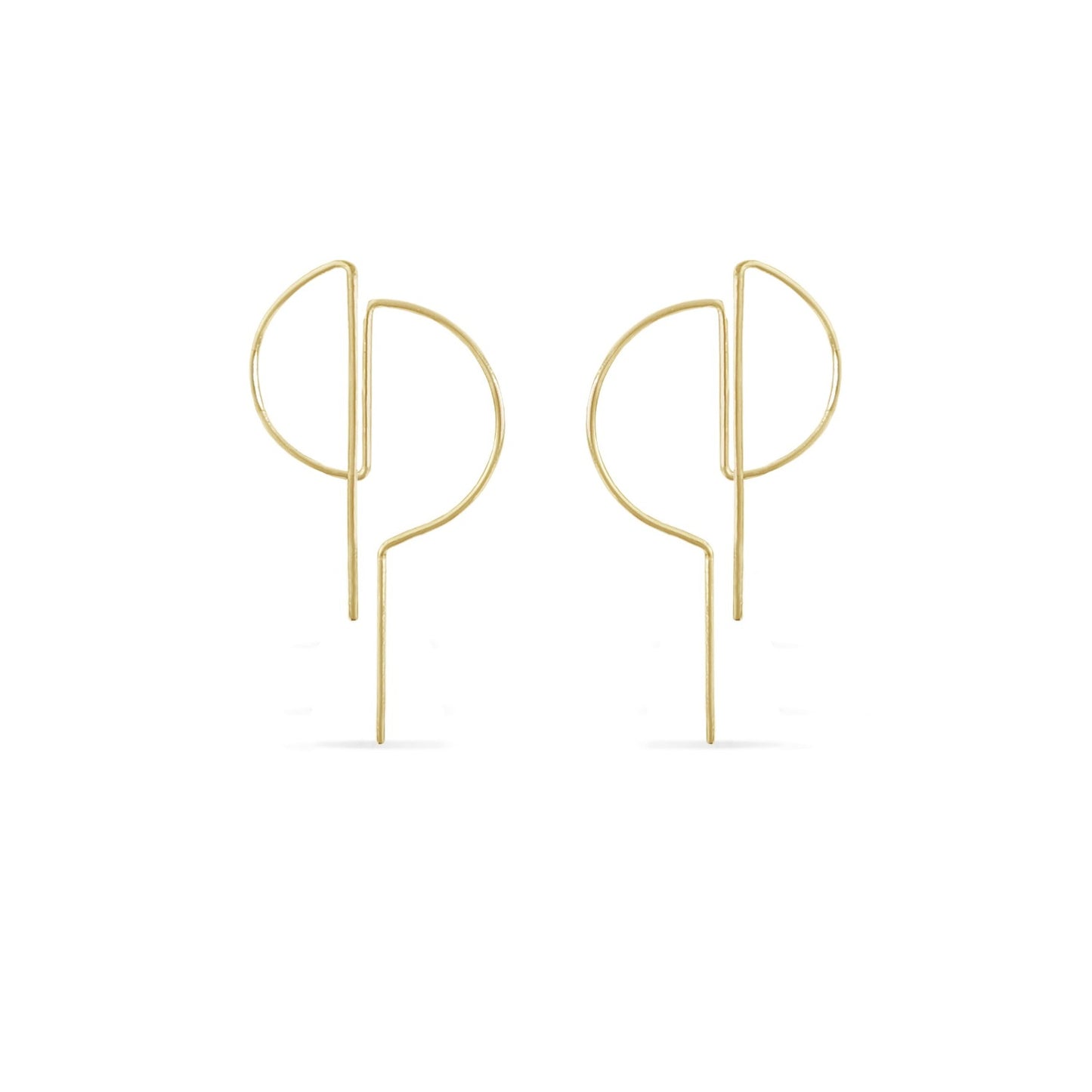 A pair of double D shaped micro hoop earring in 14K yellow gold