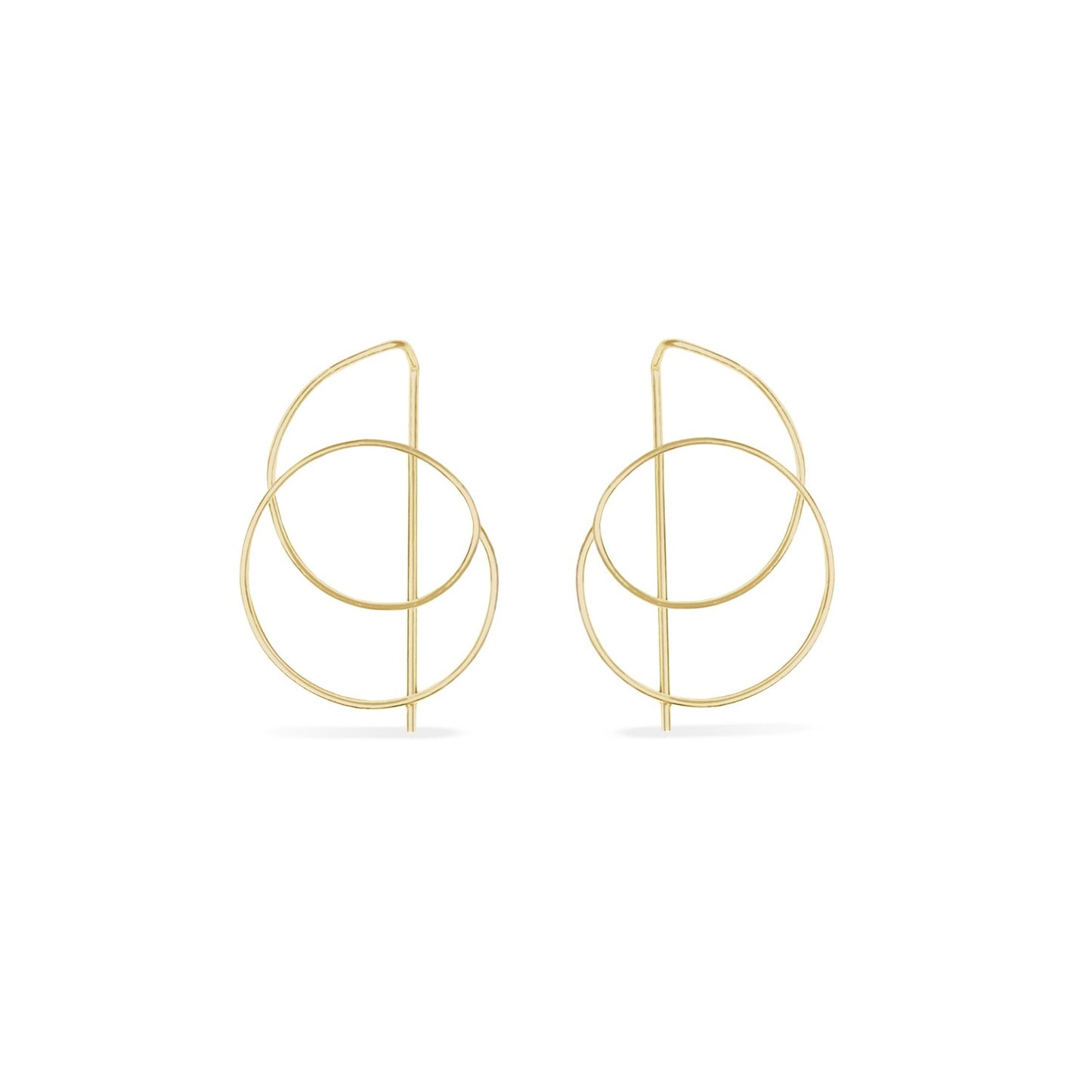 Gold spiral threader hoop earrings