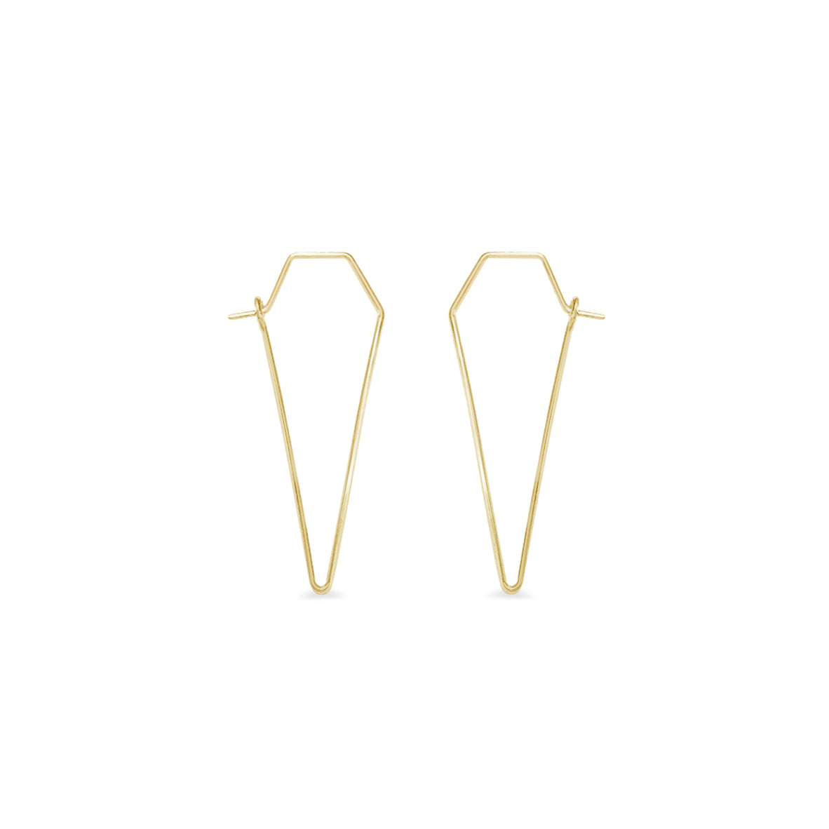 gold petite dagger wire hoop earrings