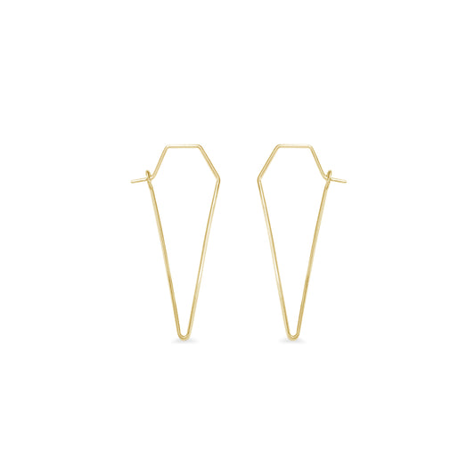 gold petite dagger wire hoop earrings