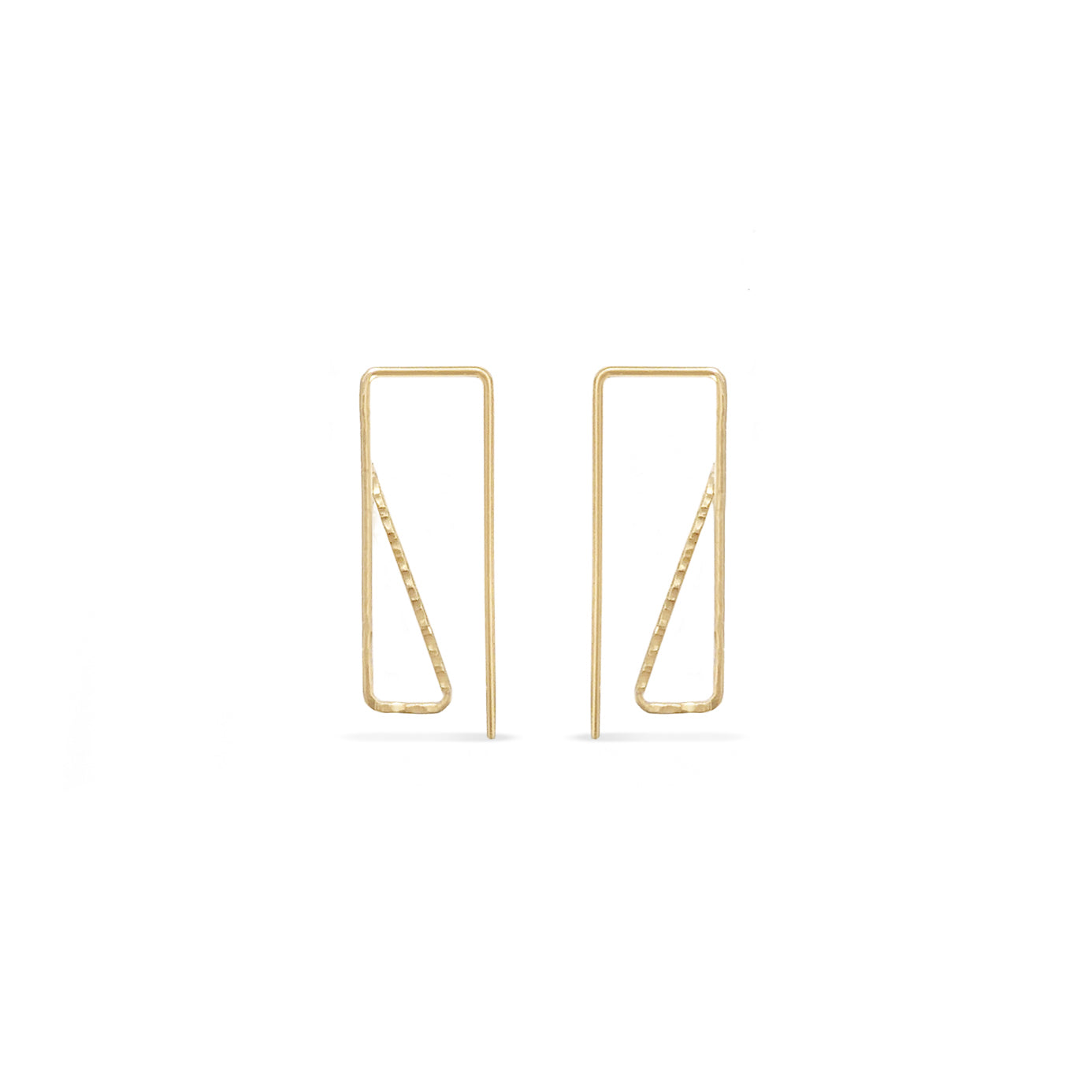 14k gold geometric rectangle threader hoops