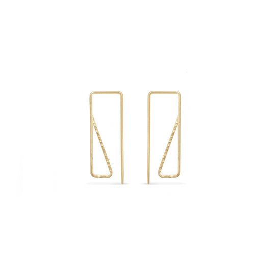 14k gold geometric rectangle threader hoops