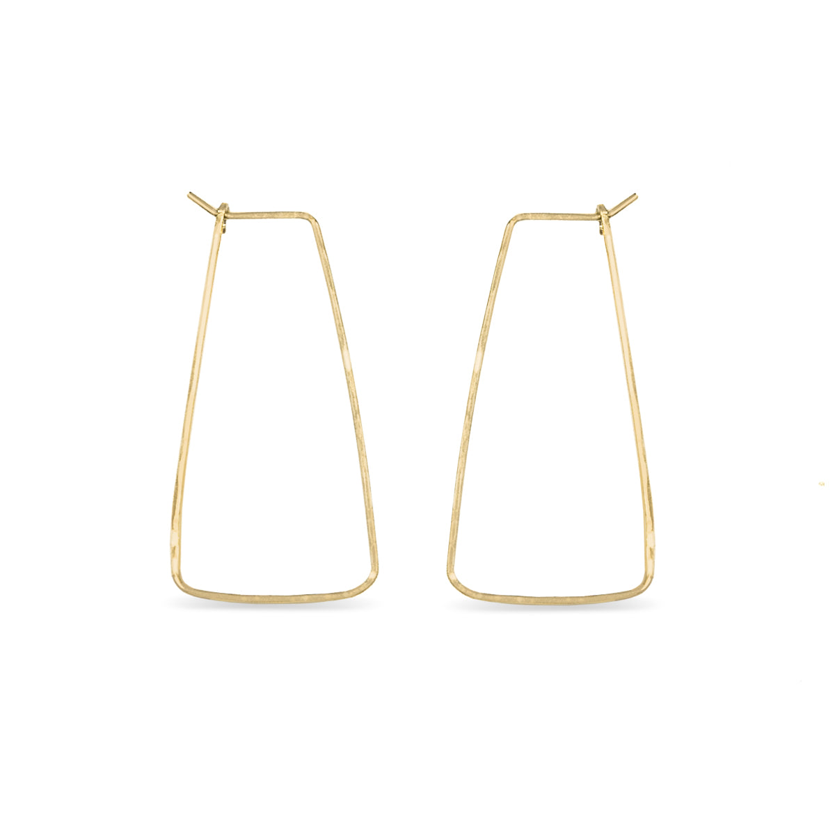 petite gold Trapezoid wire hoop earrings