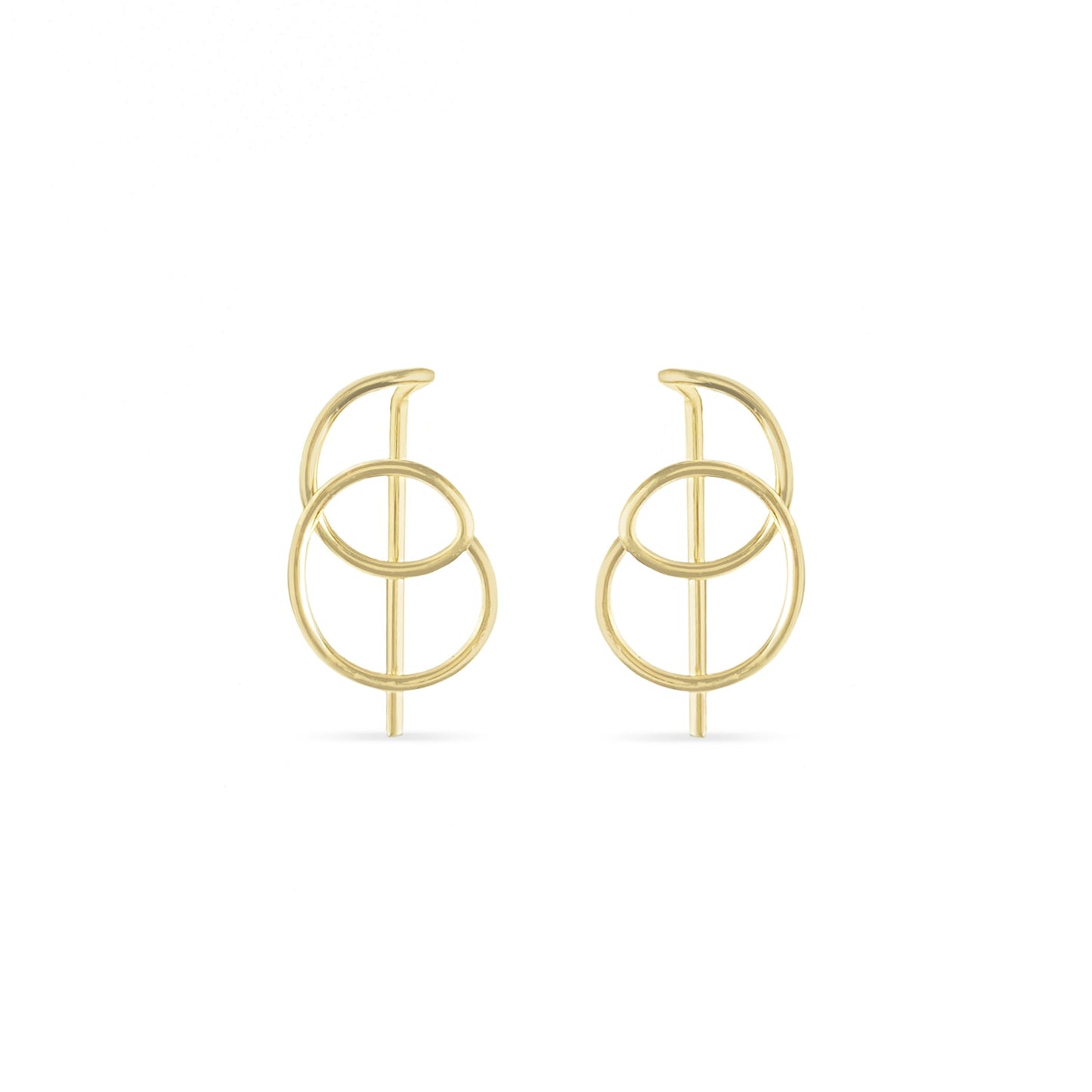 14K gold round spiral delicate pull through hoops