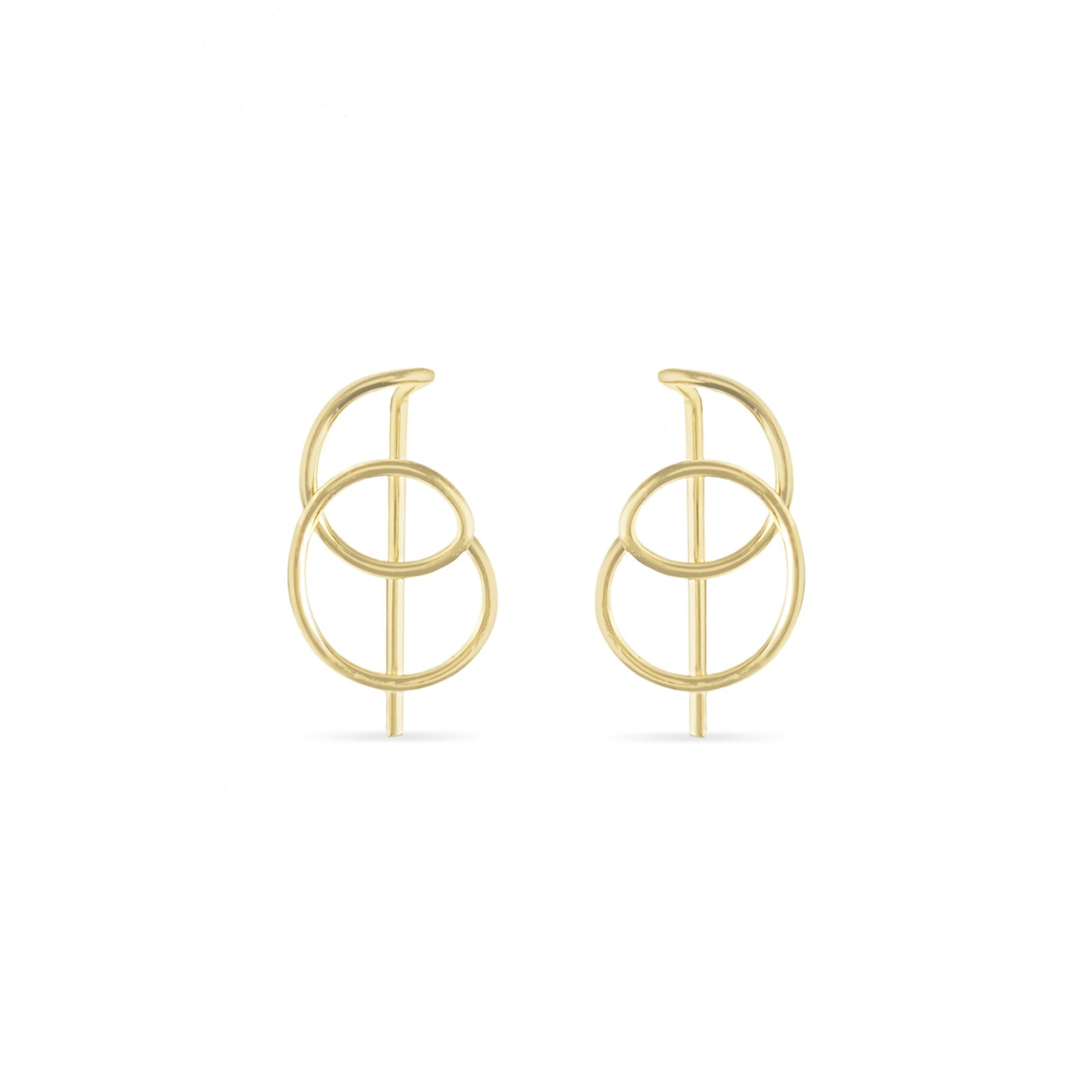 delicate 14K gold round spiral pull-through hoops