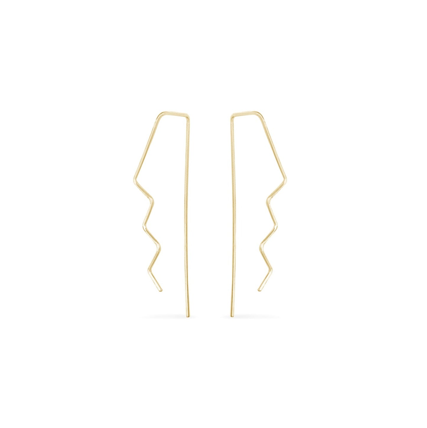 Gold zigzag wire pull-through hoop earrings
