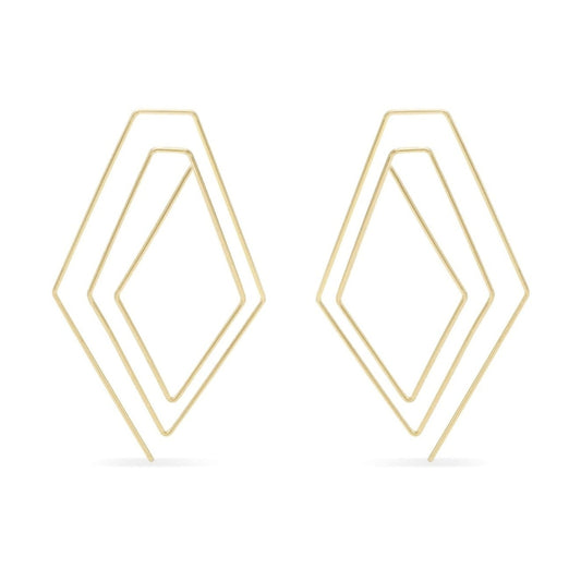 Large diamond spiral threader hoop earrings in gold
