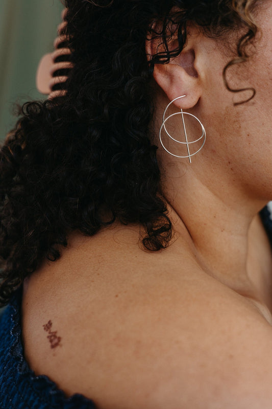 sterling silver circular spiral hoop earrings