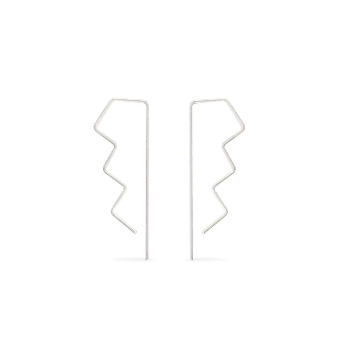 silver zigzag delicate wire threader hoops