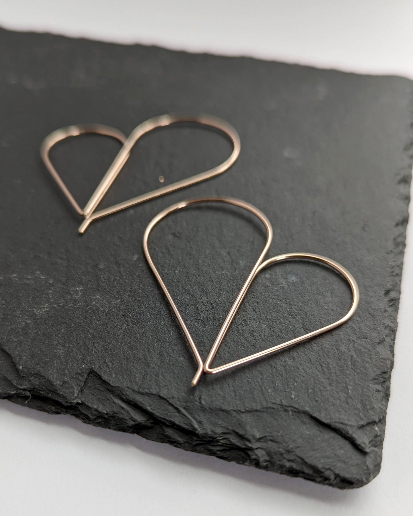 Heart threader earrings in rose gold