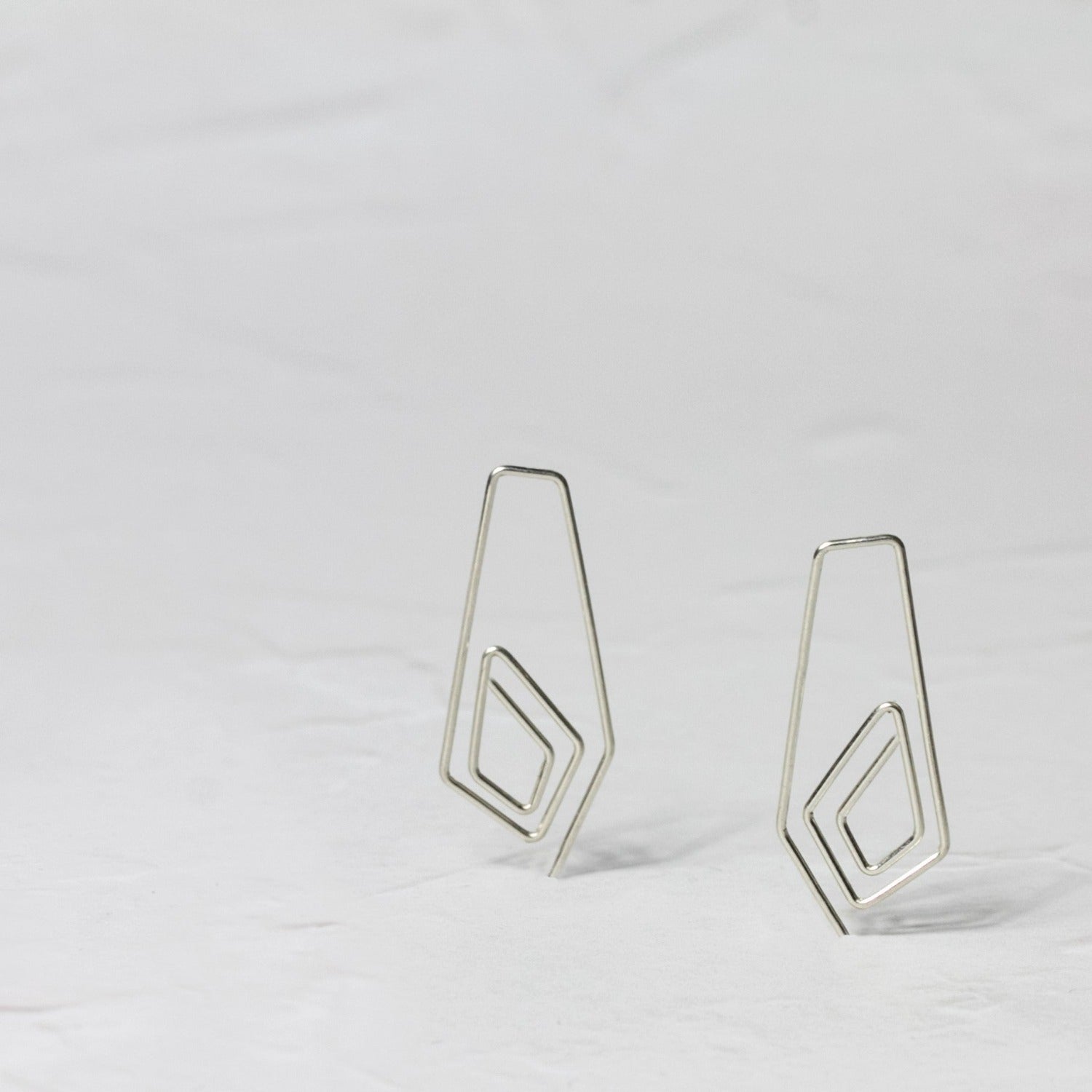 delicate Diamond spiral threader hoops in sterling silver