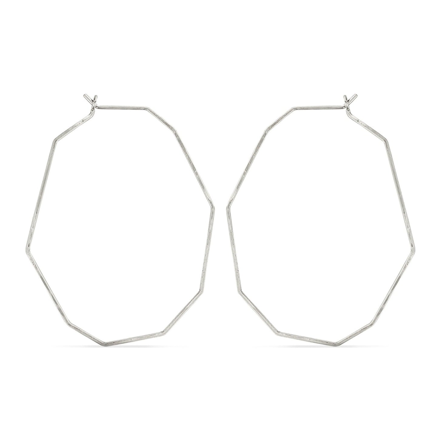 Silver contemporary wire hoop earrings