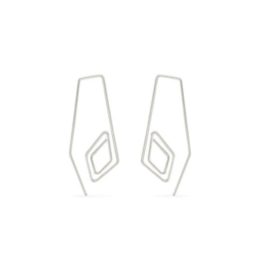 silver diamond drop spiral threader hoops