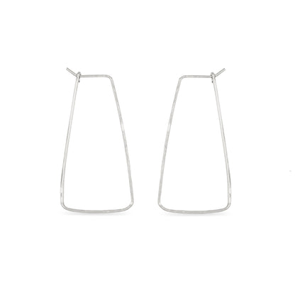 Small silver triangle wire hoops