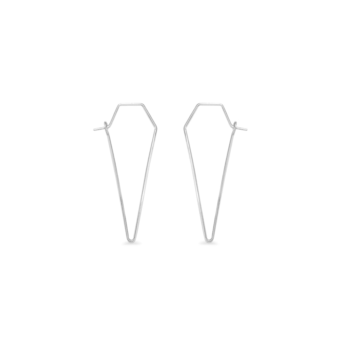 Dagger pointed wire hoop earrings in sterling silver